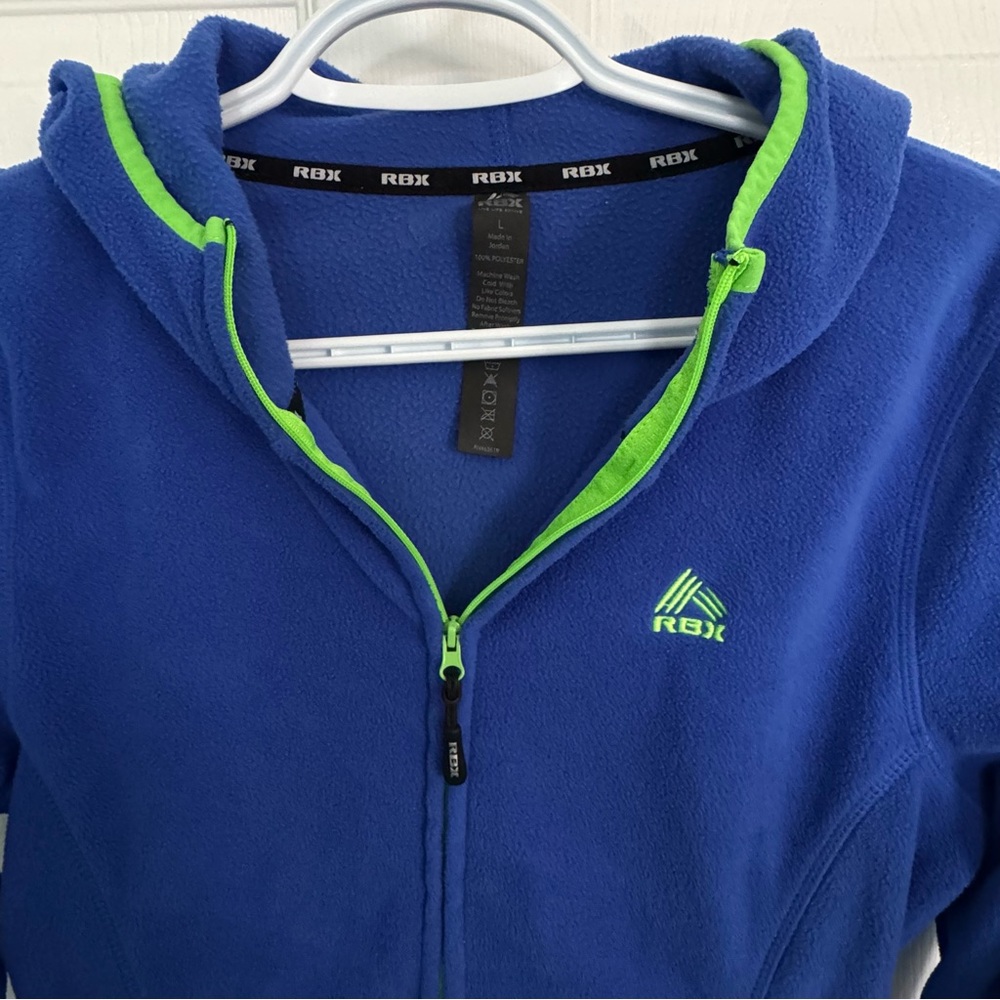 RBX Blue Full Zip Hoodie L Activewear Athletic Jacket Pockets Workout Athleisure - Picture 3 of 10